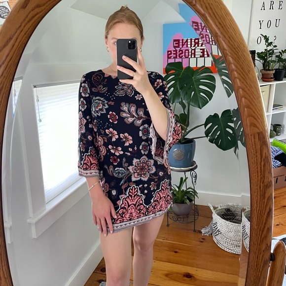 Ecote Urban Outfitters Geneva Floral Navy shift dress - Picture 2 of 5